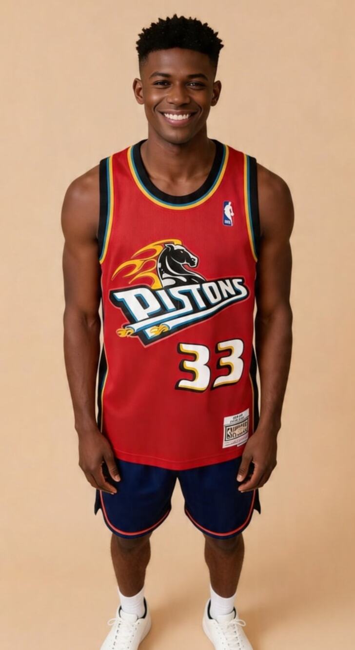 Mitchell & Ness Detroit Pistons Grant Hill #33 Retro Swingman Basketball Jersey